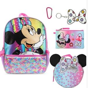 Disney Minnie Mouse Kids Backpack Set - Pink and Blue
